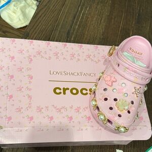 CROCS and Love Shack FancyPink Jeweled Floral Clog with Pearlescent Charms